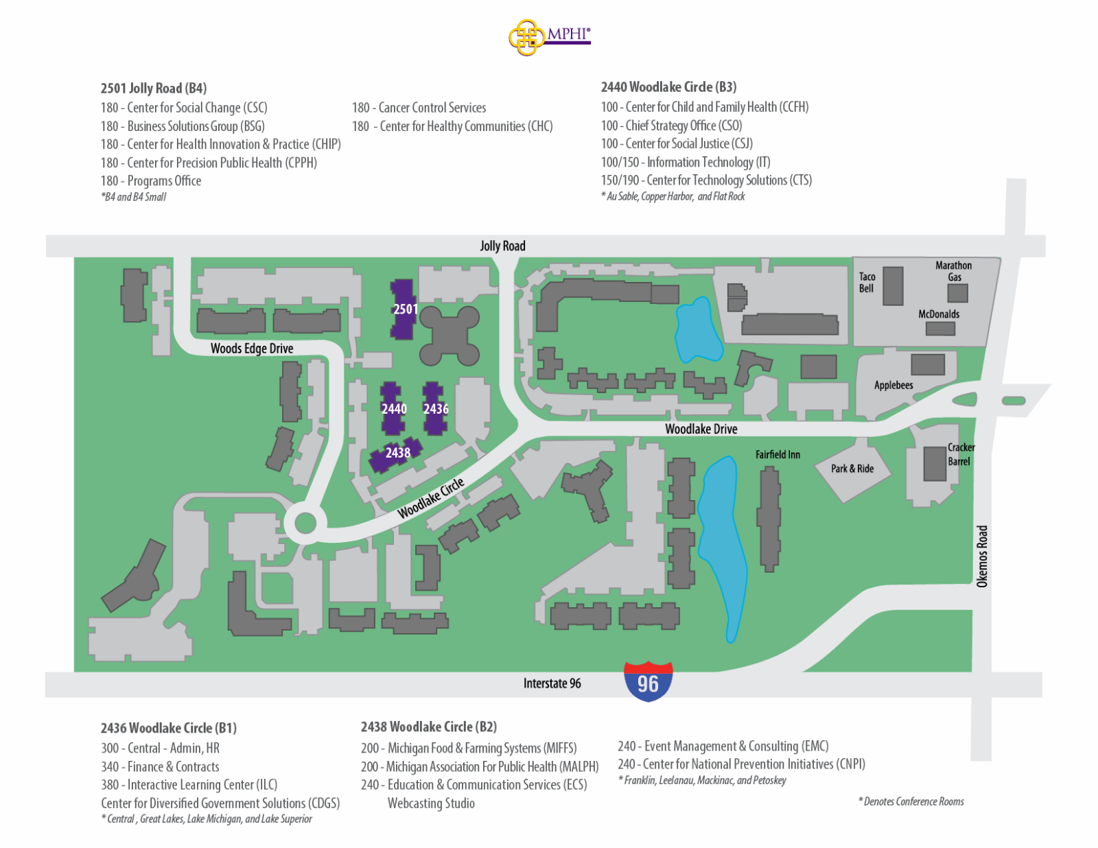 MPHI Campus Map and Conference Rooms